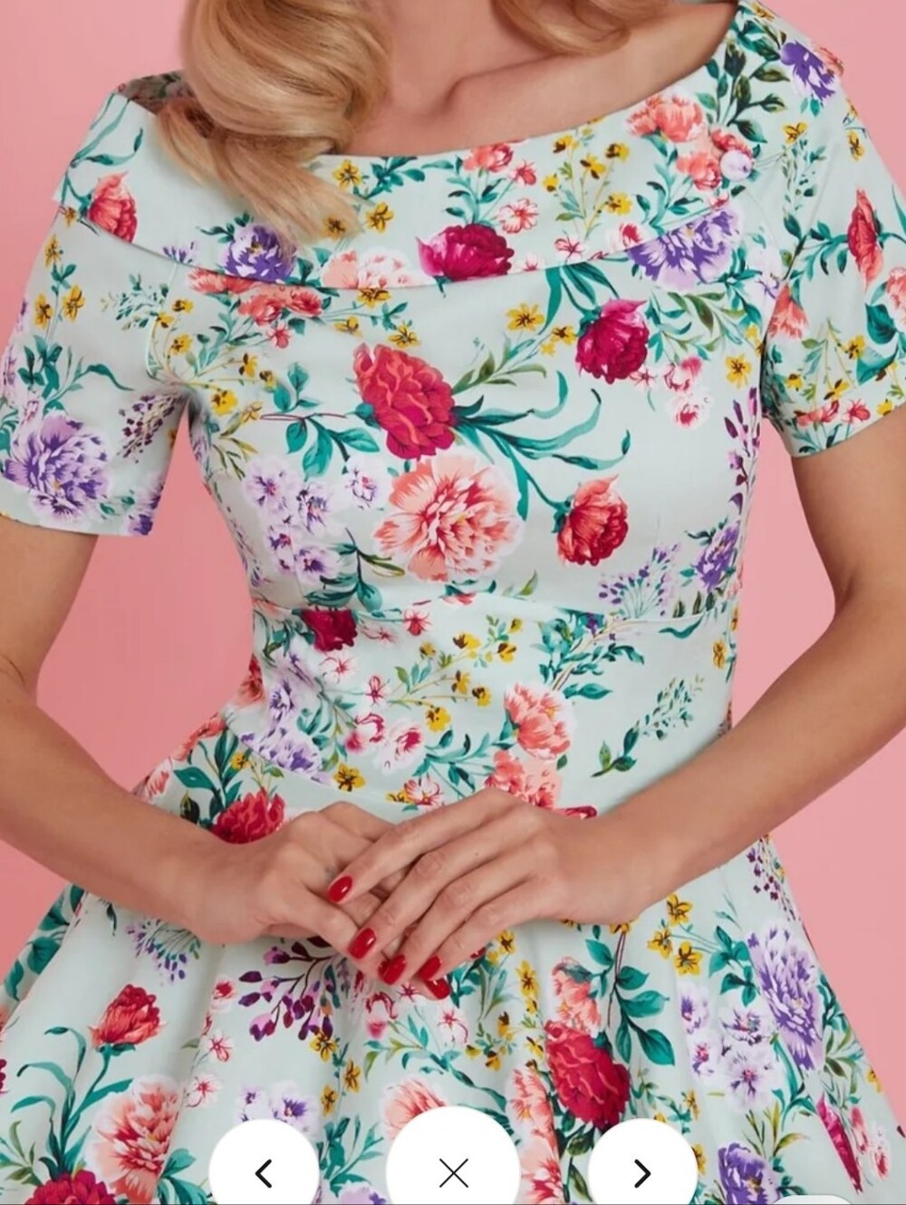 Dolly & Dotty DARLENE Swing Dress, Mint Floral